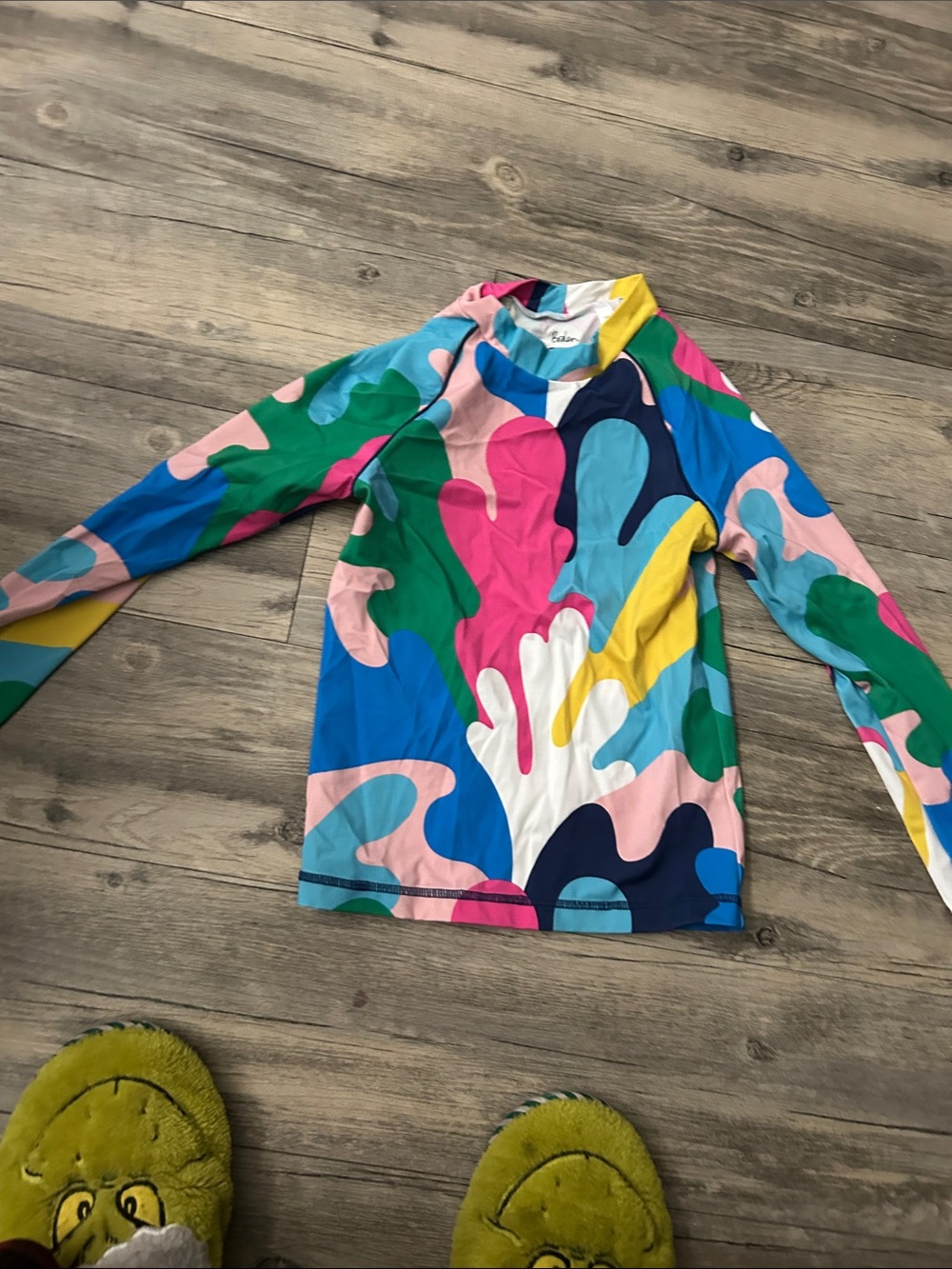 Kids Long Sleeve Rash Guard - Multicolor Organic Splash Print